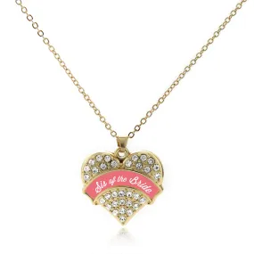 Gold Coral Sis of Bride Pave Heart Charm Classic Necklace