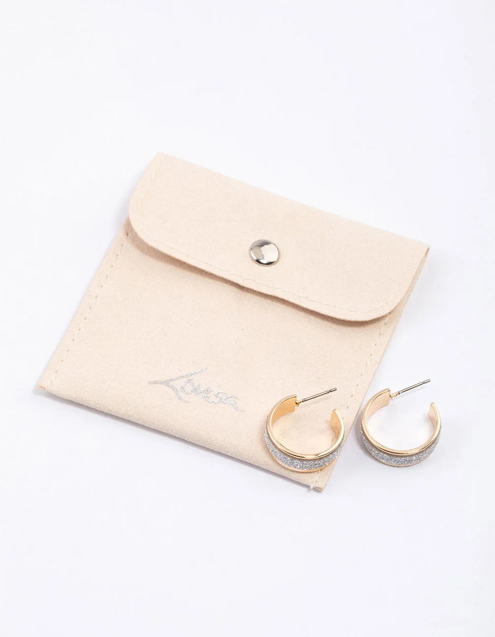 Gold Glitter Paper Hoop Earrings & Polishing Set