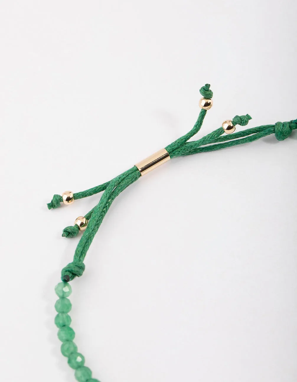 Gold Green Aventurine Facet Beaded Toggle Bracelet