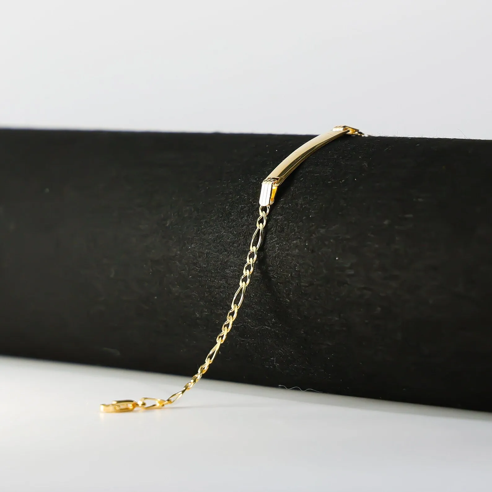 Gold ID Bracelet Figaro Link Chain 3MM Model-AB0103