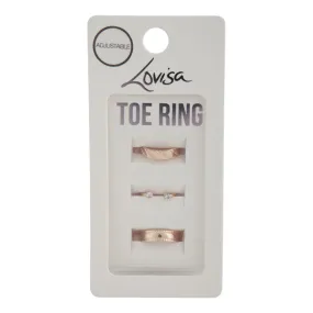 Gold Open Diamante Toe Ring Pack