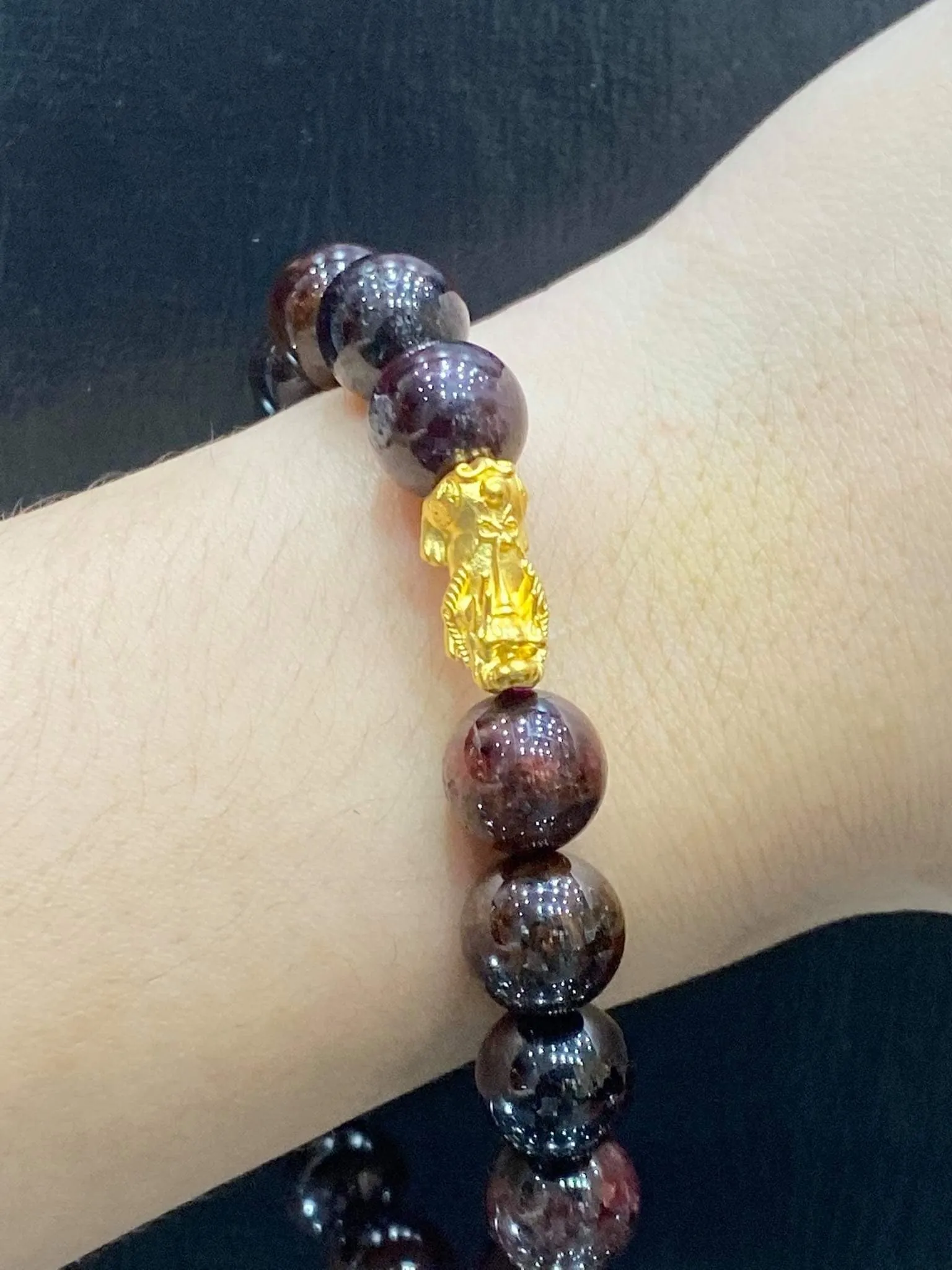 GOLD PIYAO | 24K Lucky Piyao Red Garnet Gemstone Bracelet