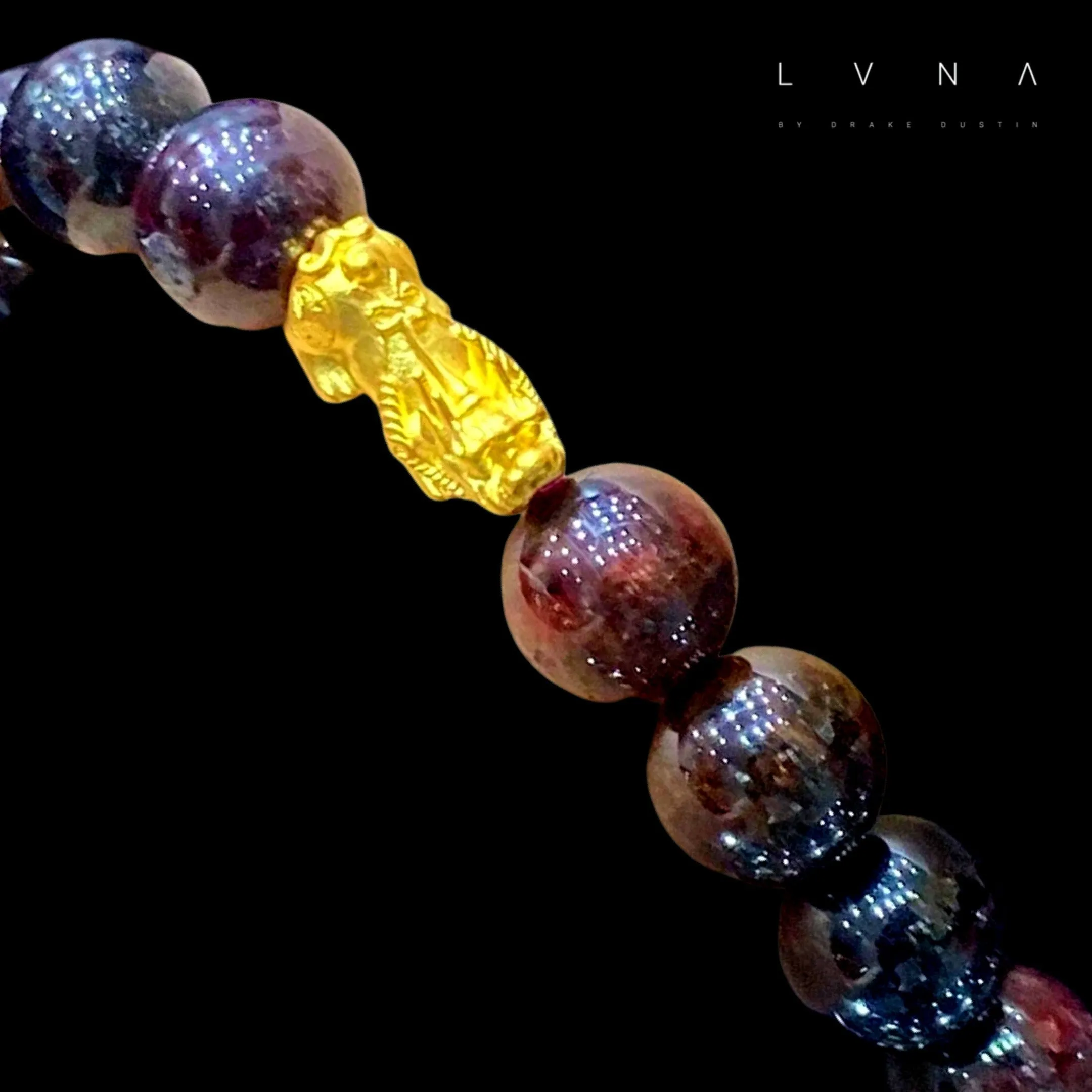 GOLD PIYAO | 24K Lucky Piyao Red Garnet Gemstone Bracelet