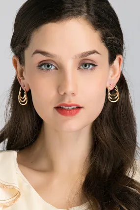 Gold Plated Triple Spiral Hoop Earrings