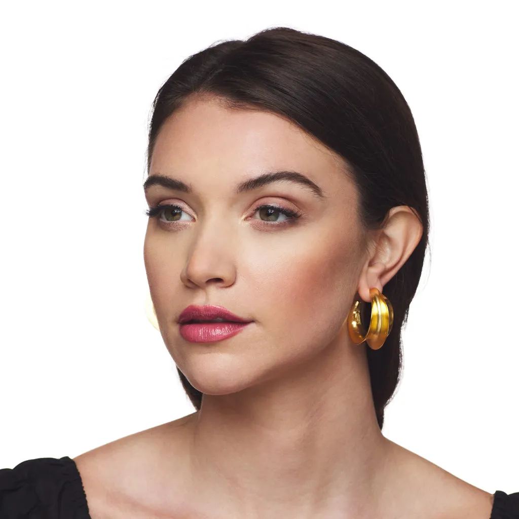 Gold Sculpted Hoop Clip Earring