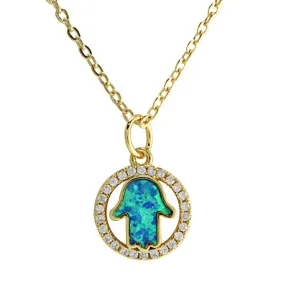 Gold-Tone Stainless Steel Hamsa Necklace