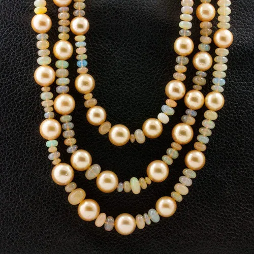 Golden Pearl & Opal Necklace