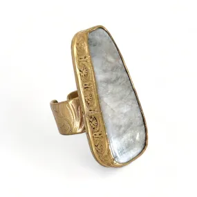 Gray Agate Bezeled Upcycled Statement Ring