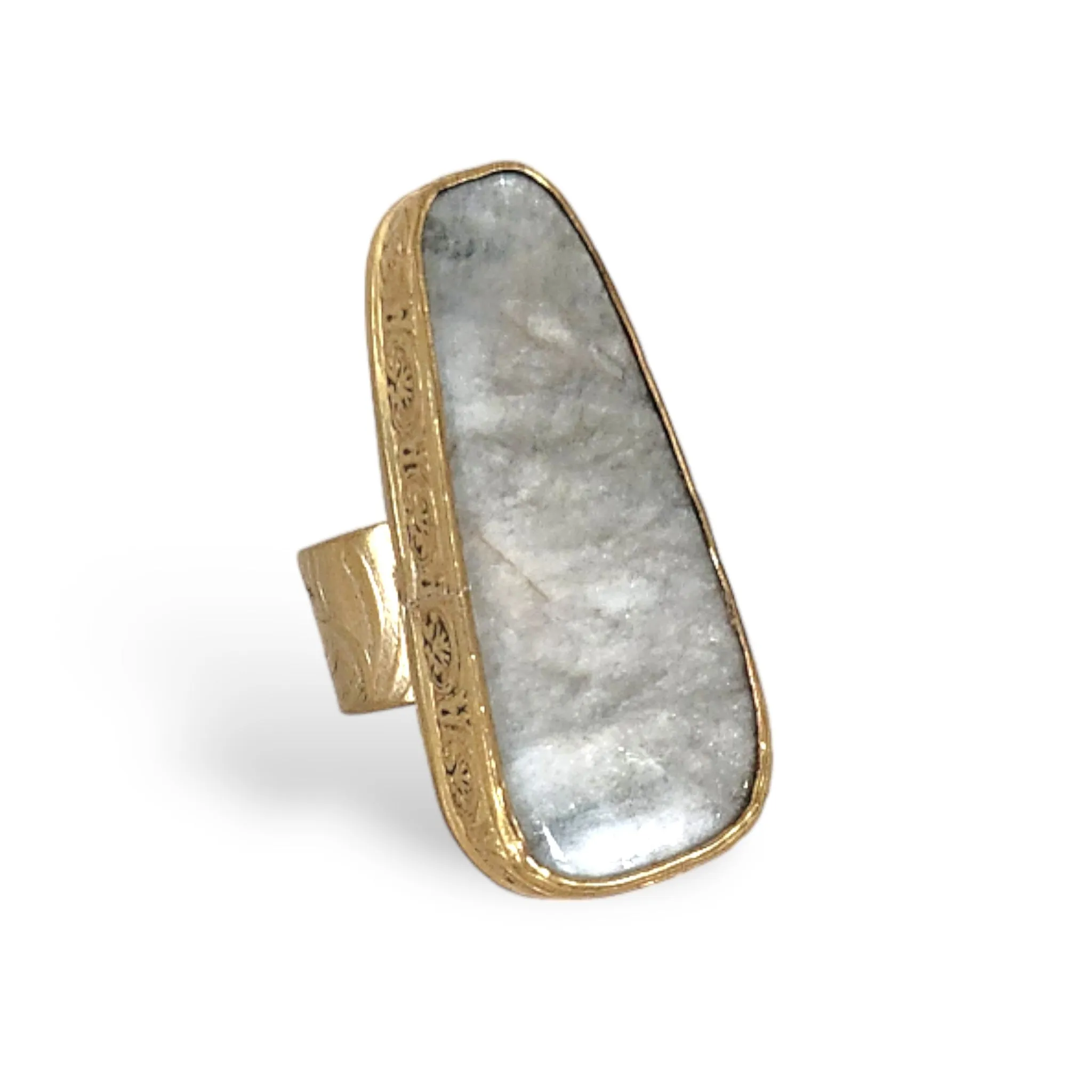 Gray Agate Bezeled Upcycled Statement Ring