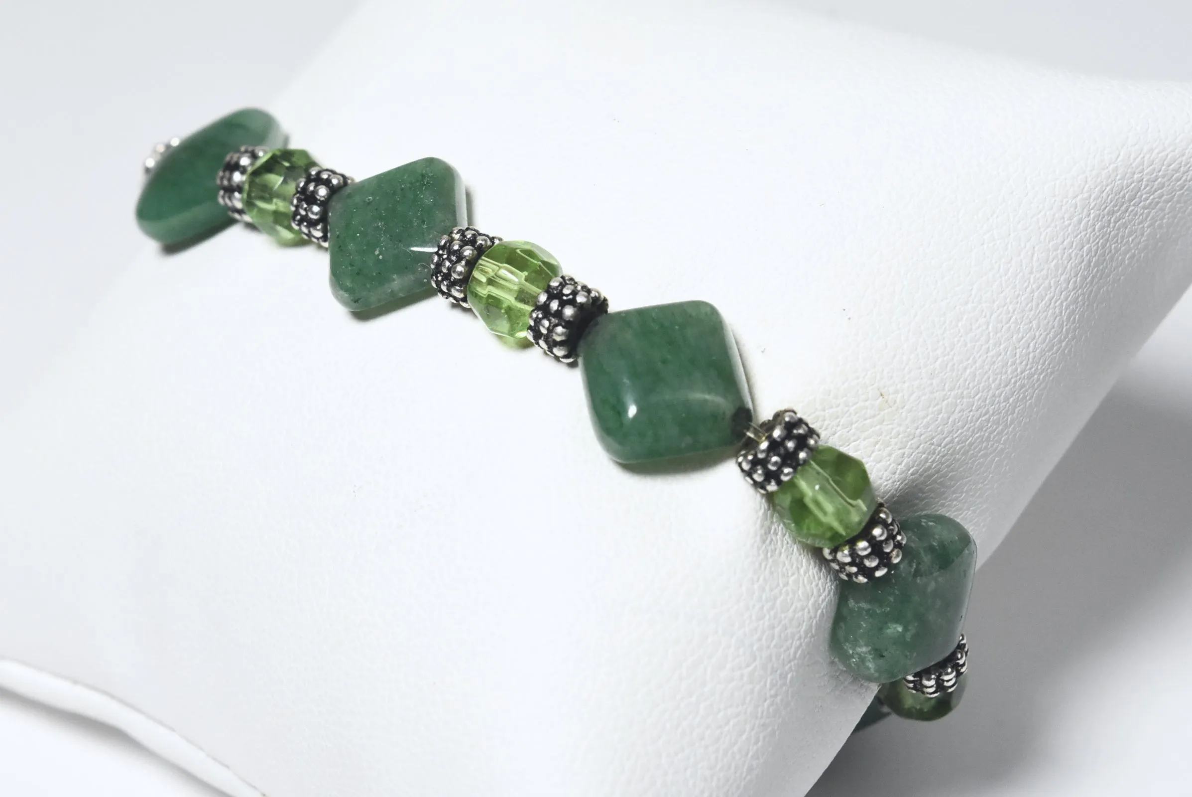 Green Aventurine with Pyrite Flecks Beaded Stretch Bracelet