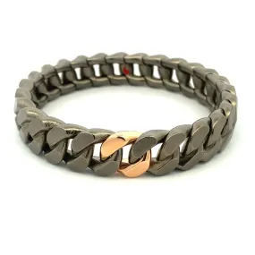 GROUMETTE TITANIUM BRACELET WITH 1 ROSE GOLD LINK by Roberto Demeglio