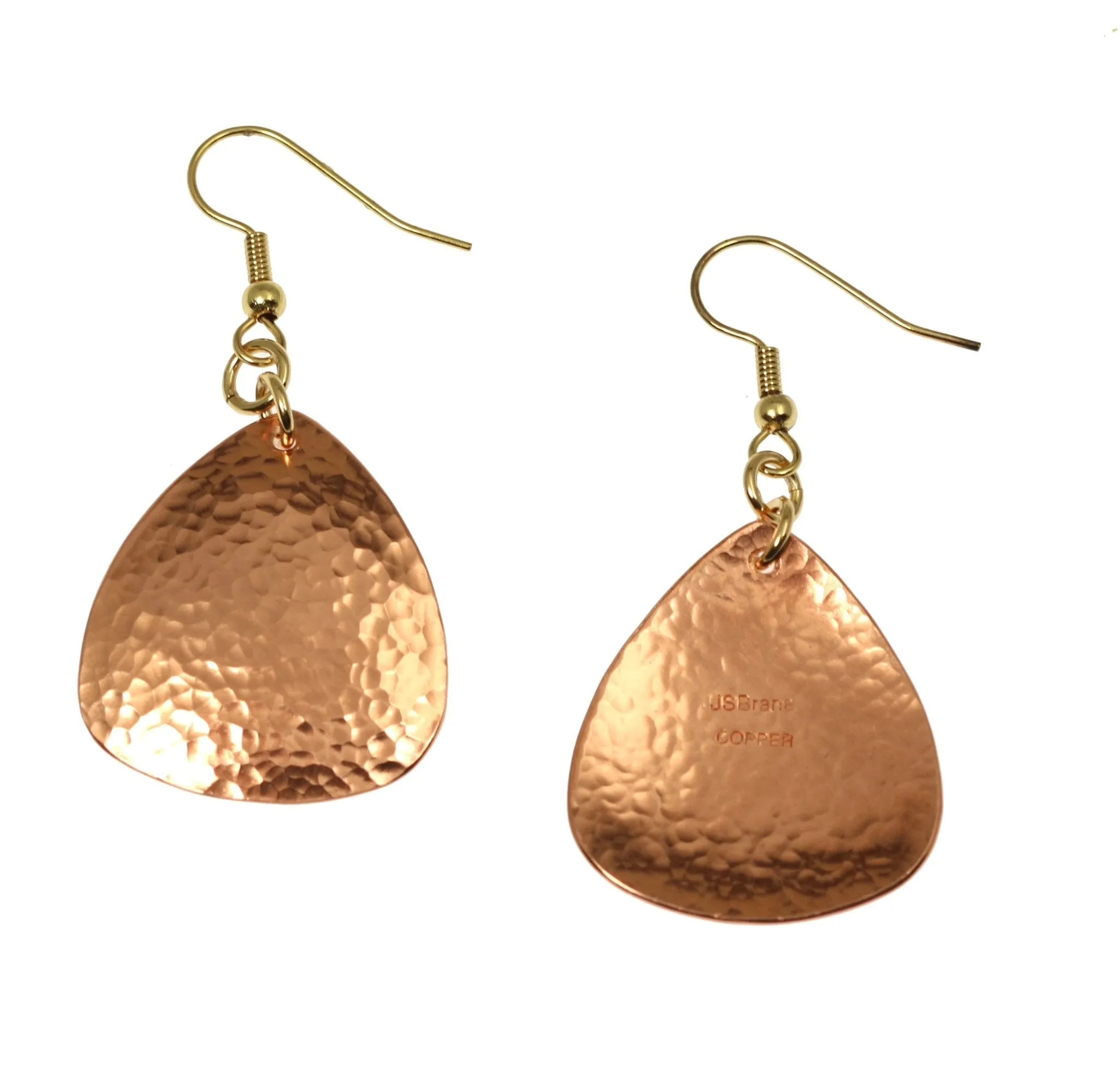 Hammered Copper Triangular Drop Earrings - Solid Copper Earrings