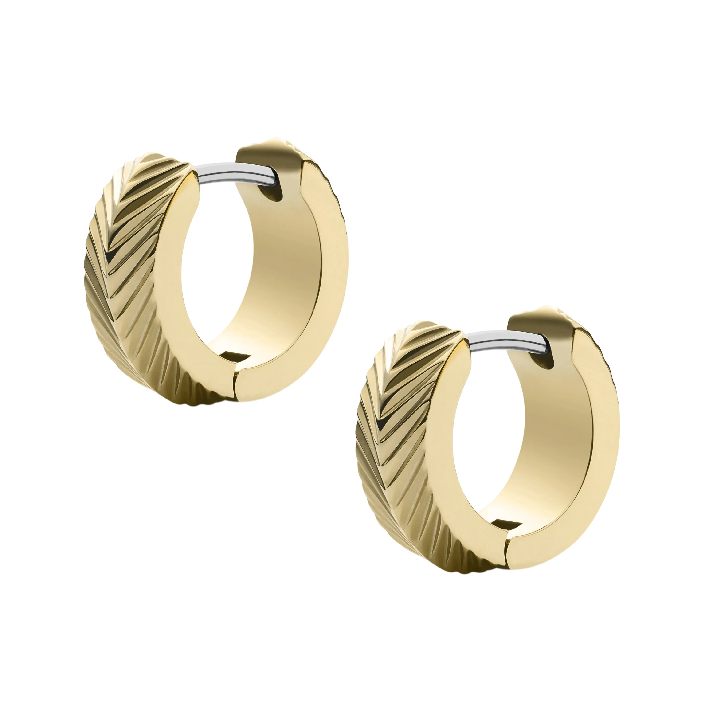 Harlow Linear Texture Gold-Tone Stainless Steel Huggie Hoop Earrings