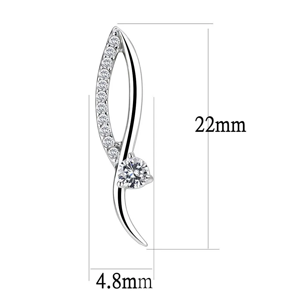 High polished (no plating) Stainless Steel Earrings with AAA Grade CZ in Clear for Women Clear Stone Color Style DA080