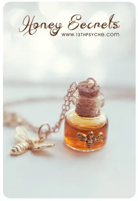 Honey bee and honeycomb bottle necklace