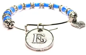 Initial E Circle 9mm Glass Beaded Single Bracelet