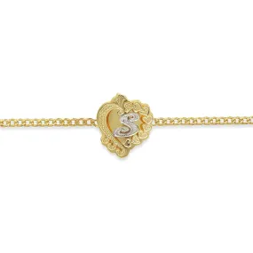 Initial Heart Gold Double Plate Bracelet