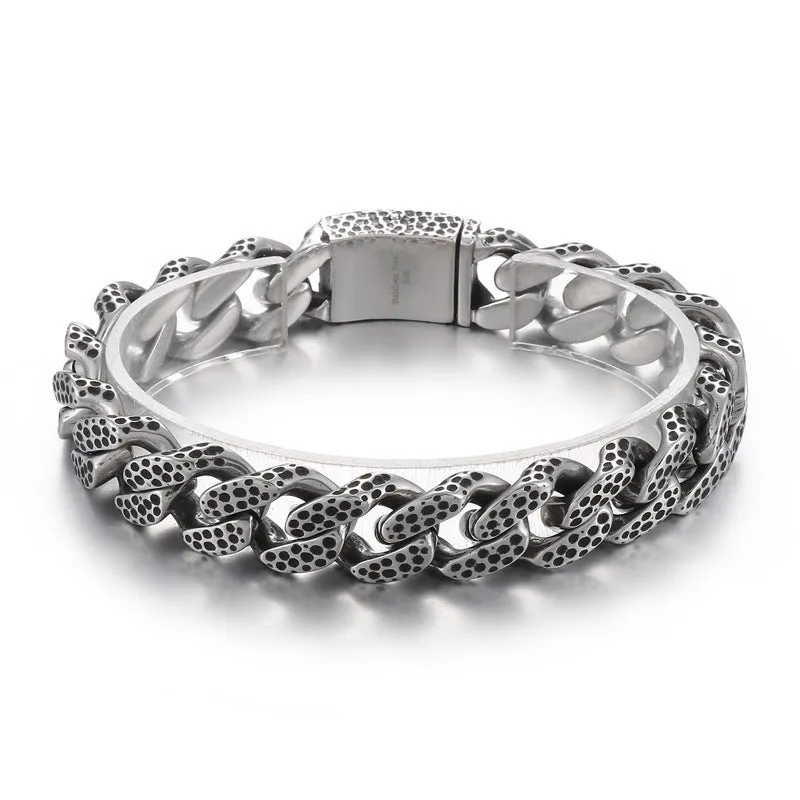 Innovative Men's Titanium Steel Bracelet with Distressed Percussion Pattern