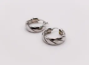 Italian Twisted Texture Silver Hoop Earrings