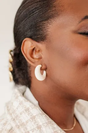 Ivory Crescent Hoop Earrings