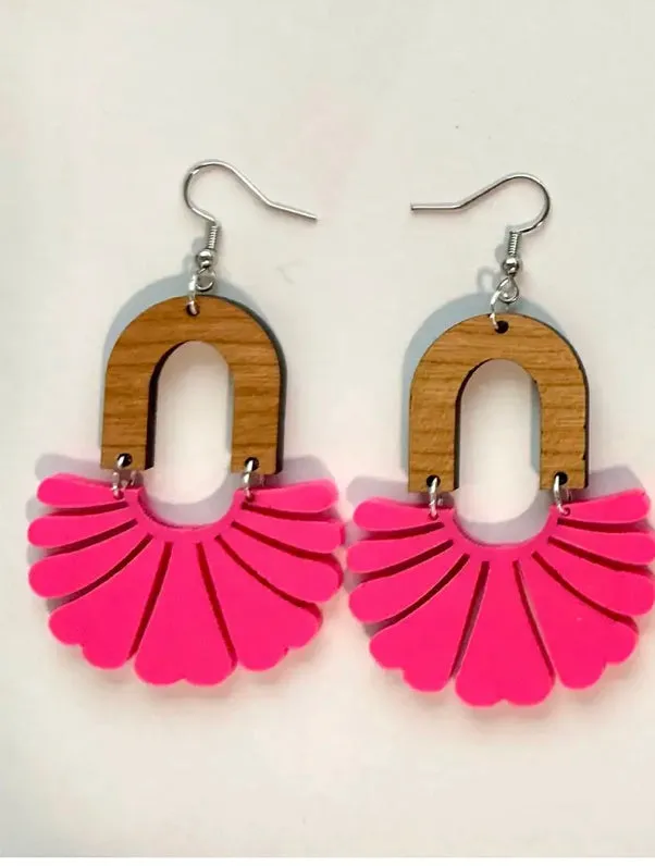 Jewelry - Spring Floral Dangles, Hot Pink