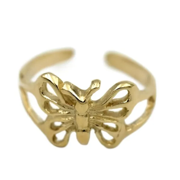 Kaedesigns Genuine Solid 9ct Yellow, Rose or White Gold Small Butterfly Toe Ring