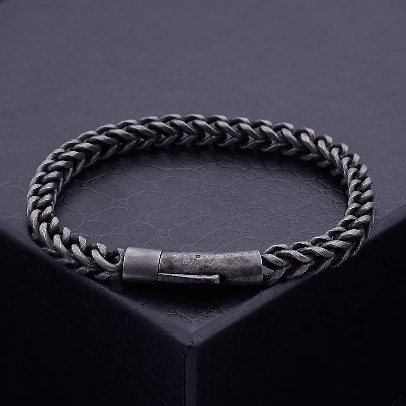 Korean Titanium Steel Men's Simple Bracelet - Retro Hip-Hop Trend Jewelry for Boys, Wholesale Stainless Steel Accessory