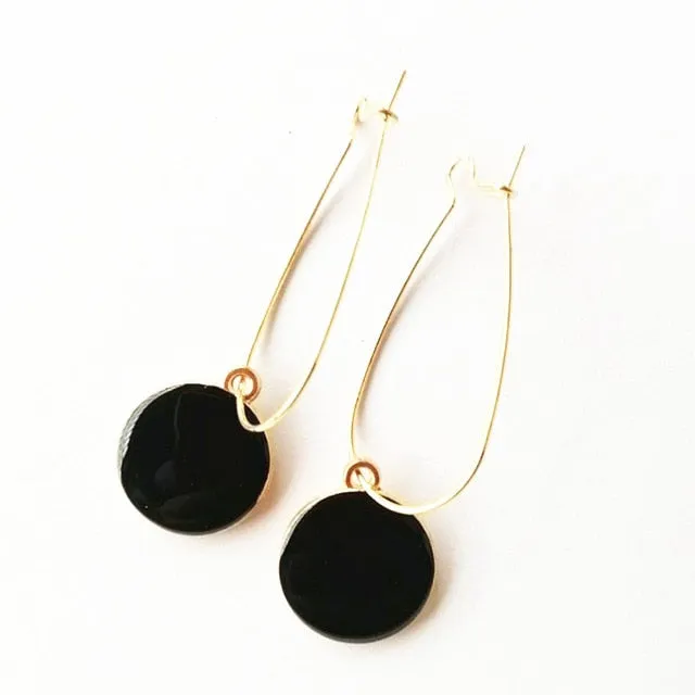 Korean version of hot new black round rhinestone earrings fashion simple and versatile temperament female wedding earrings jewel