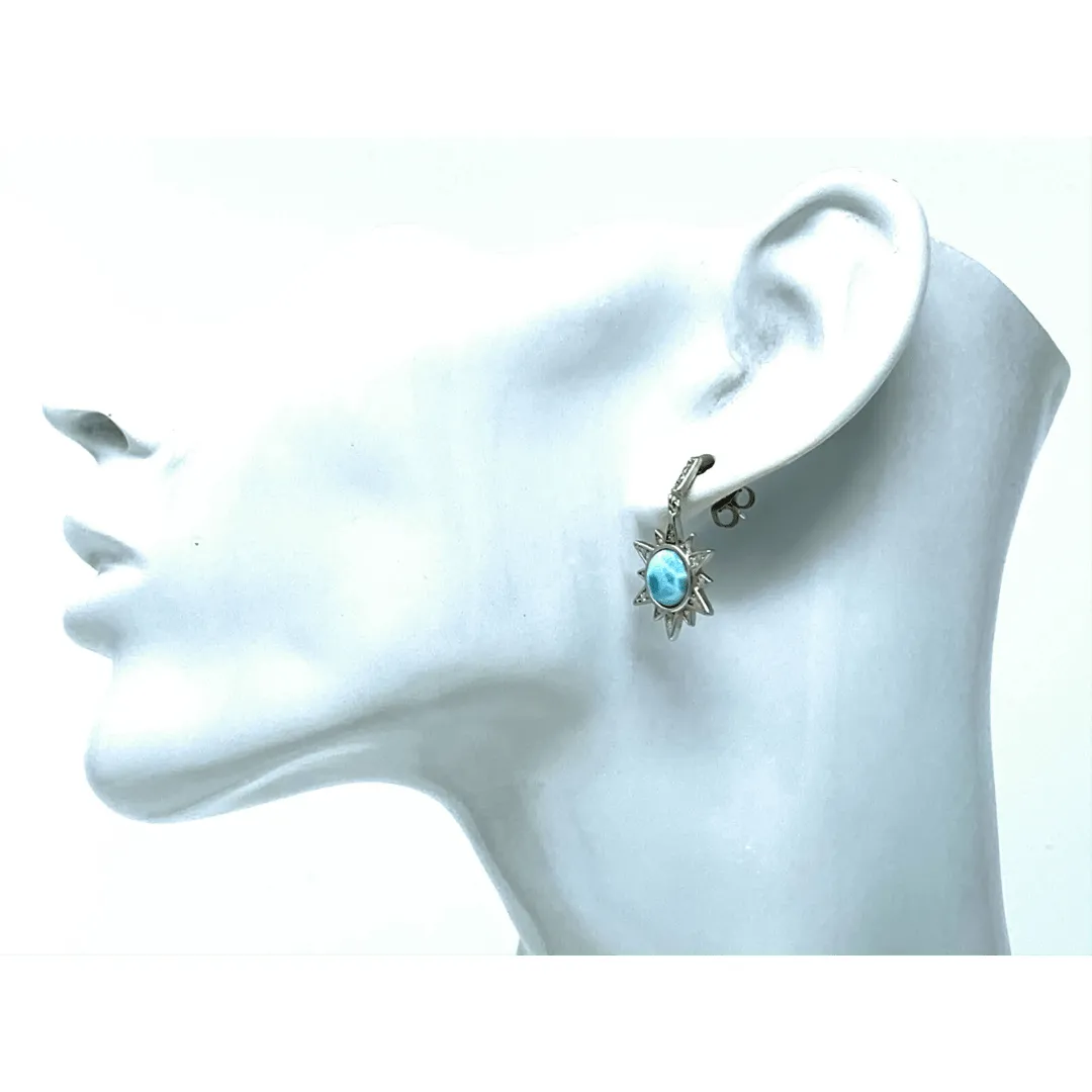 Larimar Sun CZ Sterling Silver Stud Earrings