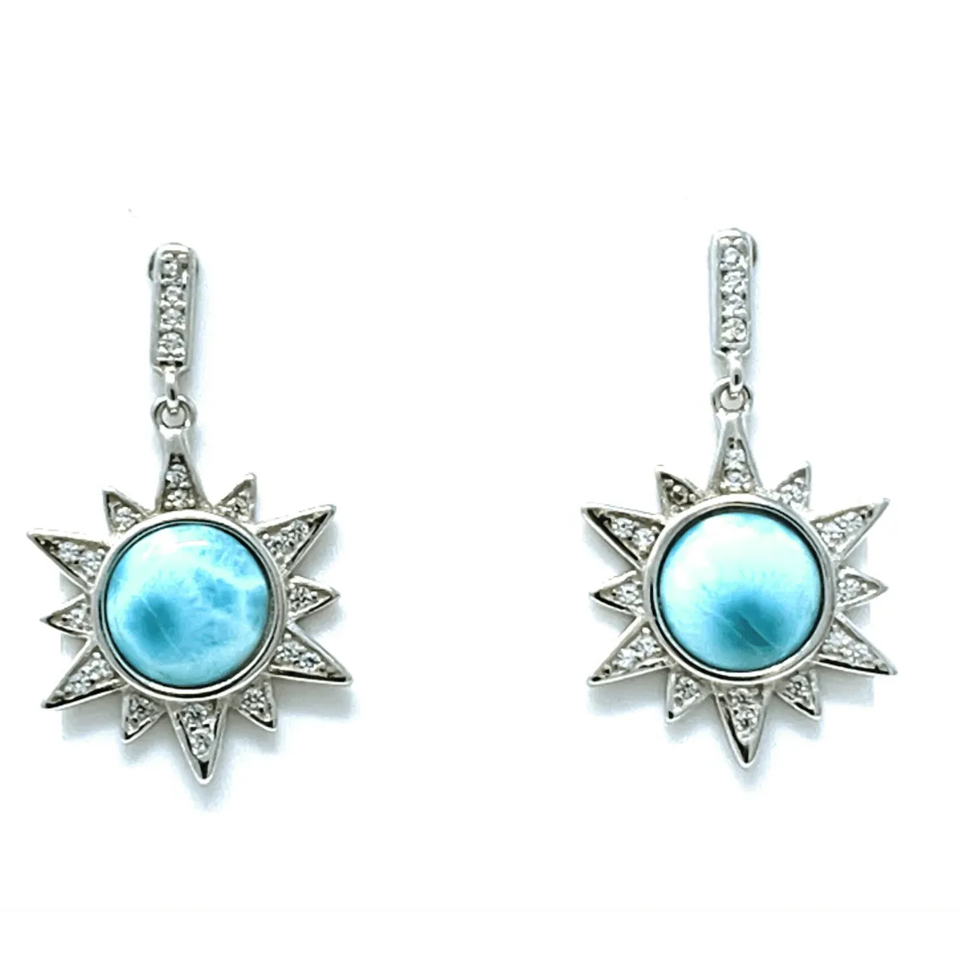 Larimar Sun CZ Sterling Silver Stud Earrings