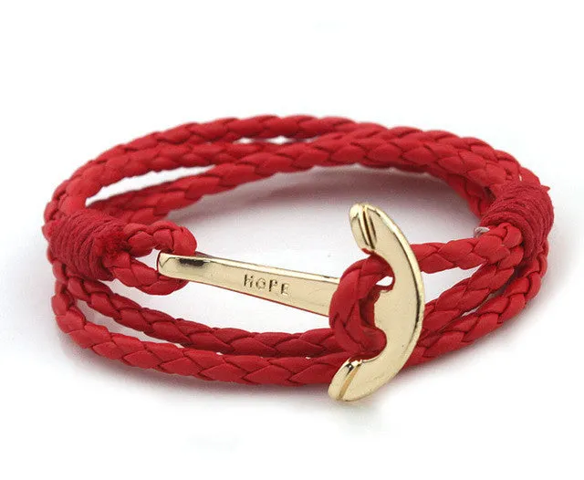 Leather Men Bracelet Jewelry Man Anchor Bracelet Wristband Charm Braclet For Male Accessories NIUYITID