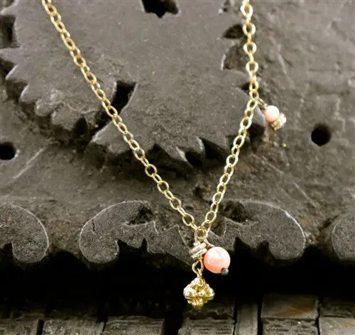 Lisa Stewart Pink Coral and Charm Necklace