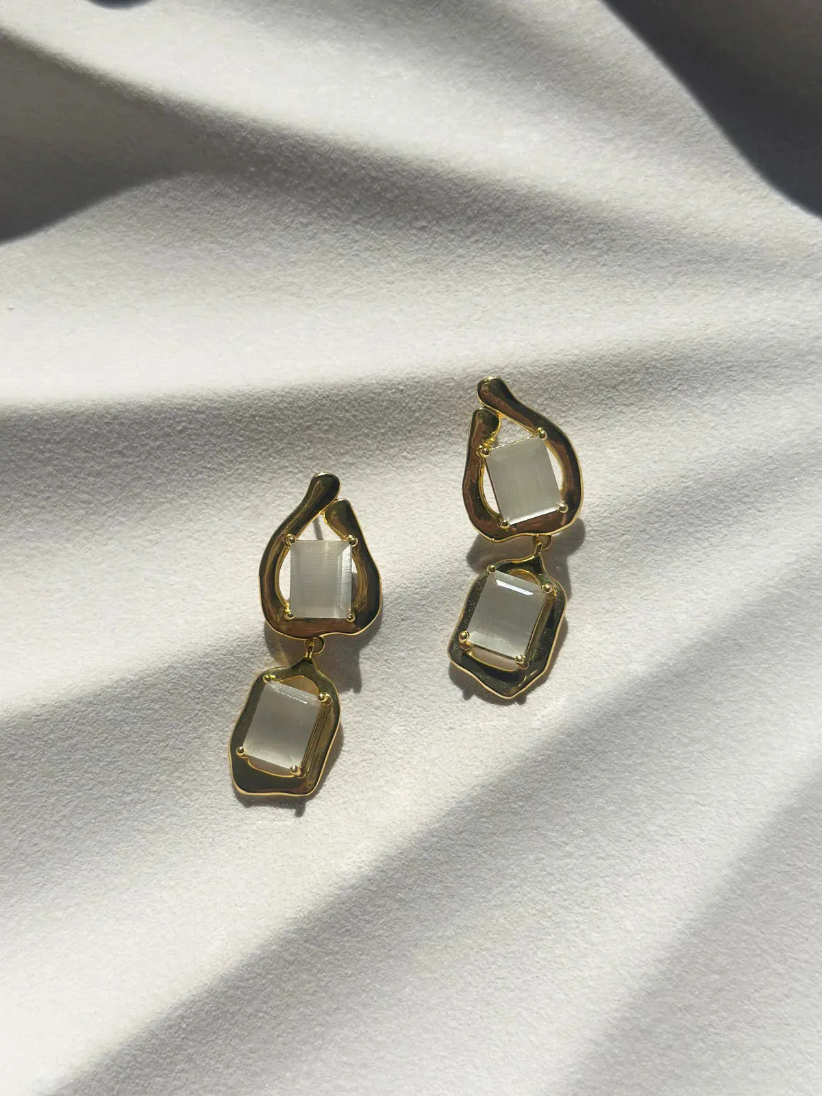 Lola Knight - Trista - White Moonstone Earrings - 18ct Gold