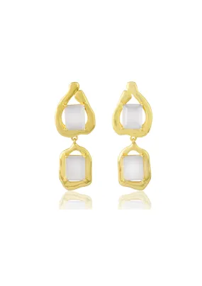 Lola Knight - Trista - White Moonstone Earrings - 18ct Gold