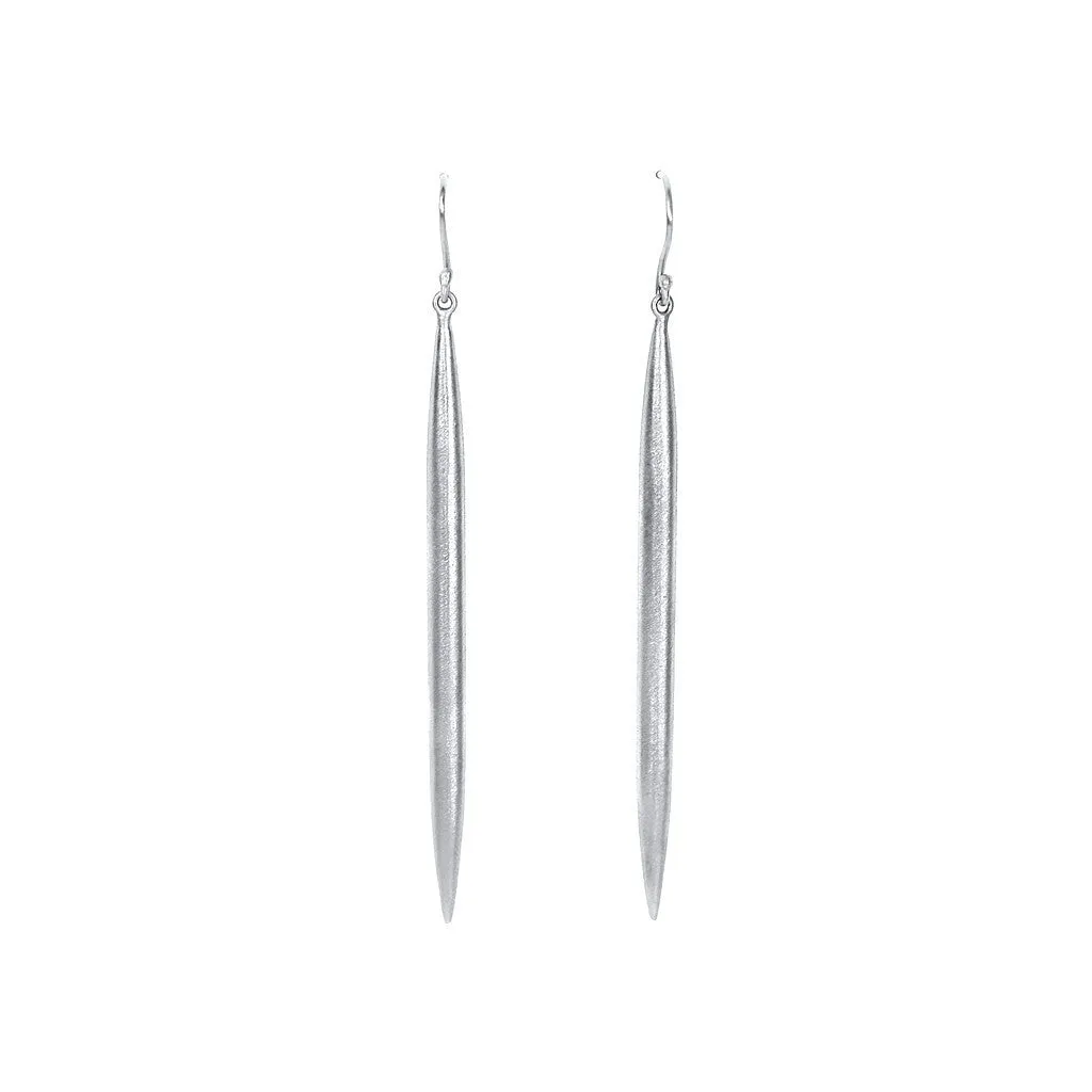 Long Silver Spike Earrings