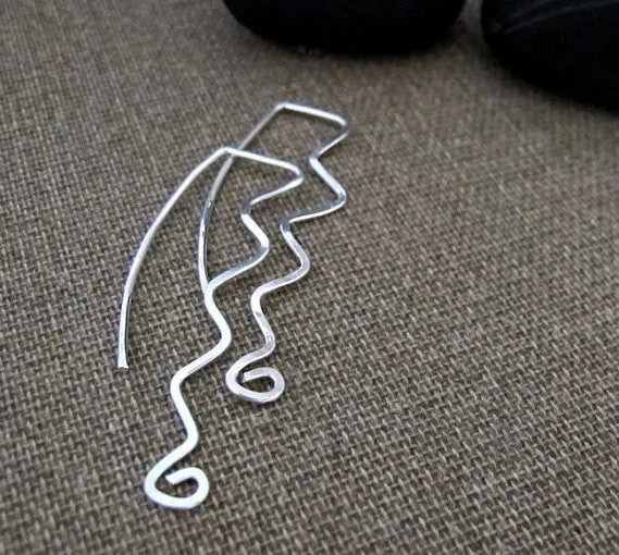 Long Wave Sterling Silver Earrings