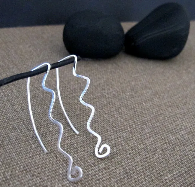 Long Wave Sterling Silver Earrings