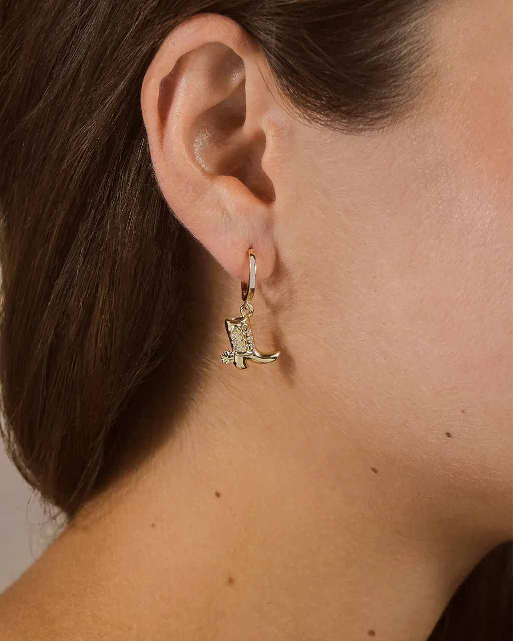 Loretta CZ Cowboy Boot Micro Hoop Earrings