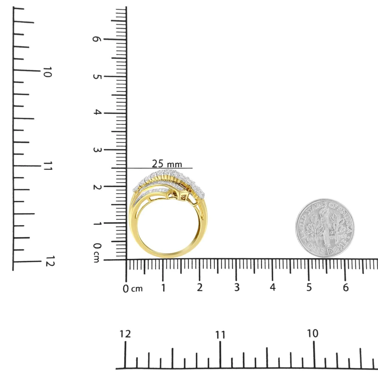 Luxurious 10K Yellow Gold Bypass Ring with 1.0 Cttw Diamond Elegance and Practical Grease Fitting Kit