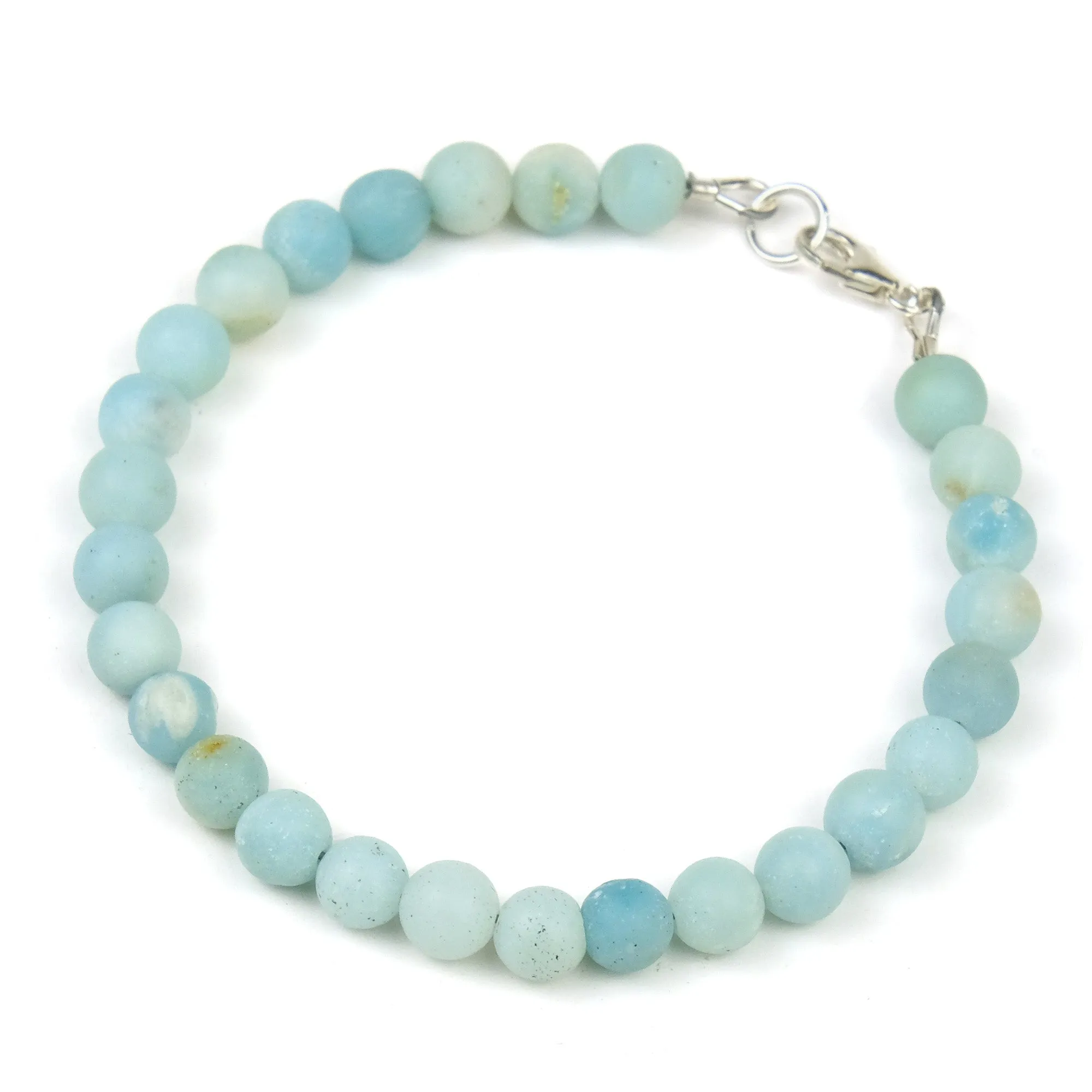 Matte Amazonite Bracelet with Sterling Silver Trigger Clasp