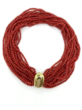 Mediterranian Red Coral Torsade Necklace