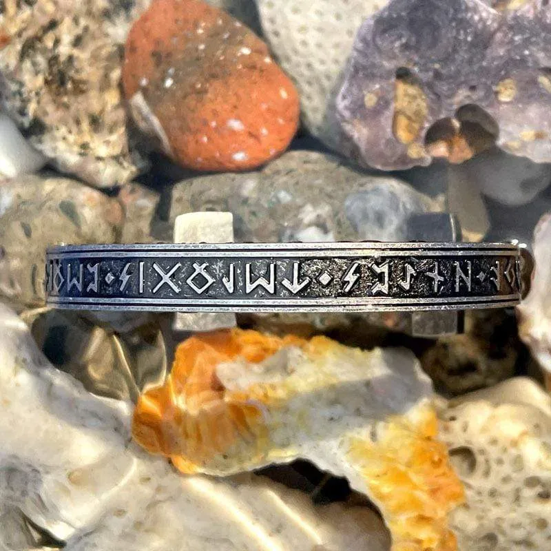 Men's Punk Bronze Rune Opening Titanium Steel Bracelet