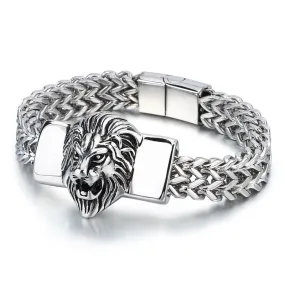 Men's Retro Lion Head Titanium Steel Bracelet - Personalized Stainless Steel Jewelry for Everyday Wear