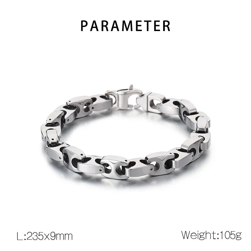 Men's Titanium Stainless Steel Bracelet – Unique Chain Link Design, Hypoallergenic and Durable for Everyday Wear