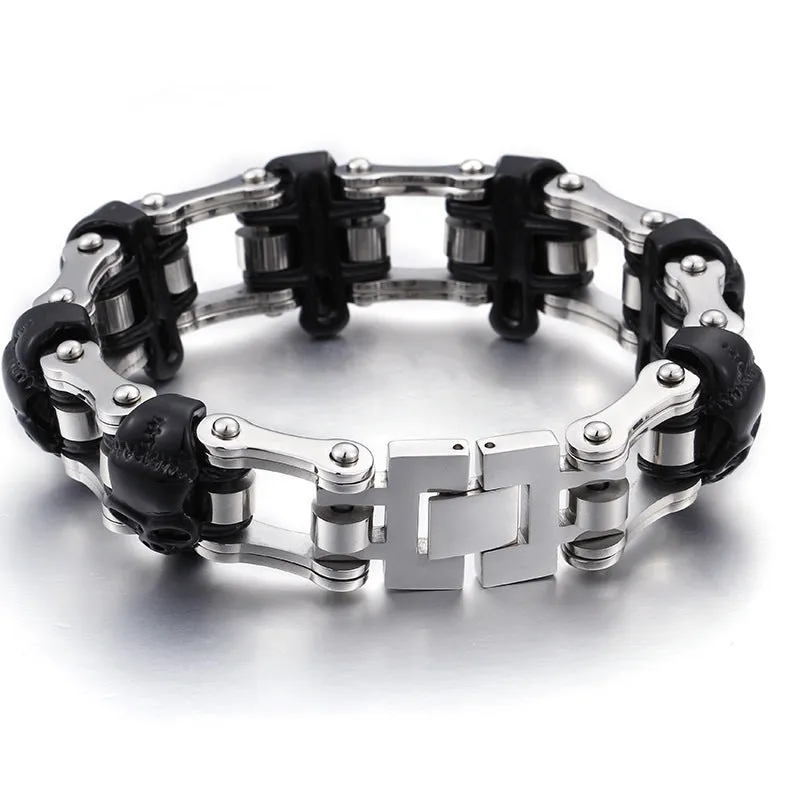 Men's Vintage Titanium Steel Skull Bracelet - Dominant Retro Jewelry for the Stylish Gentleman