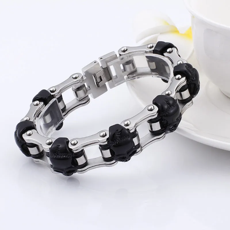 Men's Vintage Titanium Steel Skull Bracelet - Dominant Retro Jewelry for the Stylish Gentleman