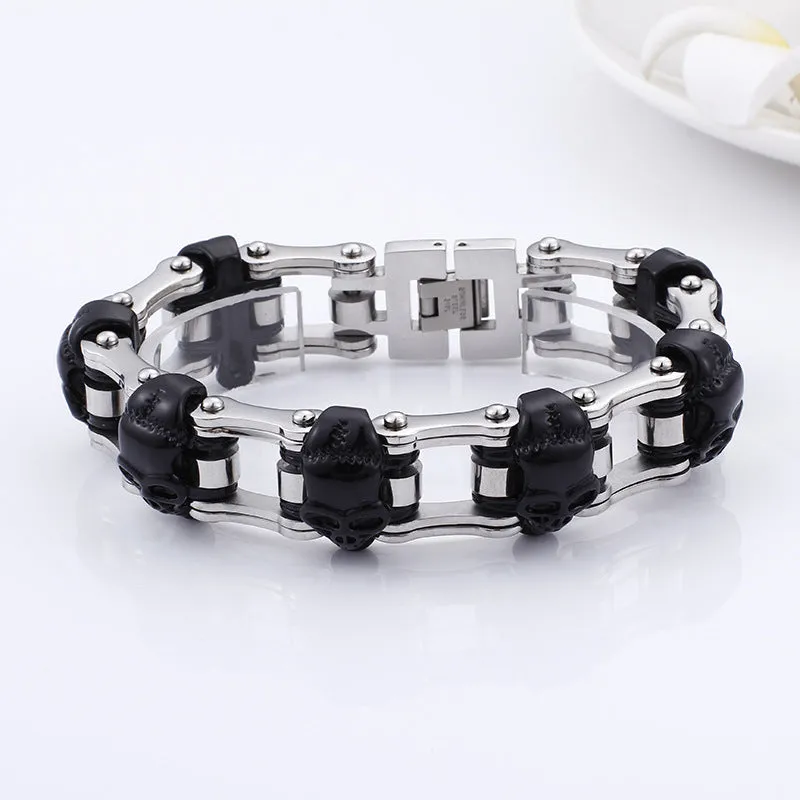 Men's Vintage Titanium Steel Skull Bracelet - Dominant Retro Jewelry for the Stylish Gentleman