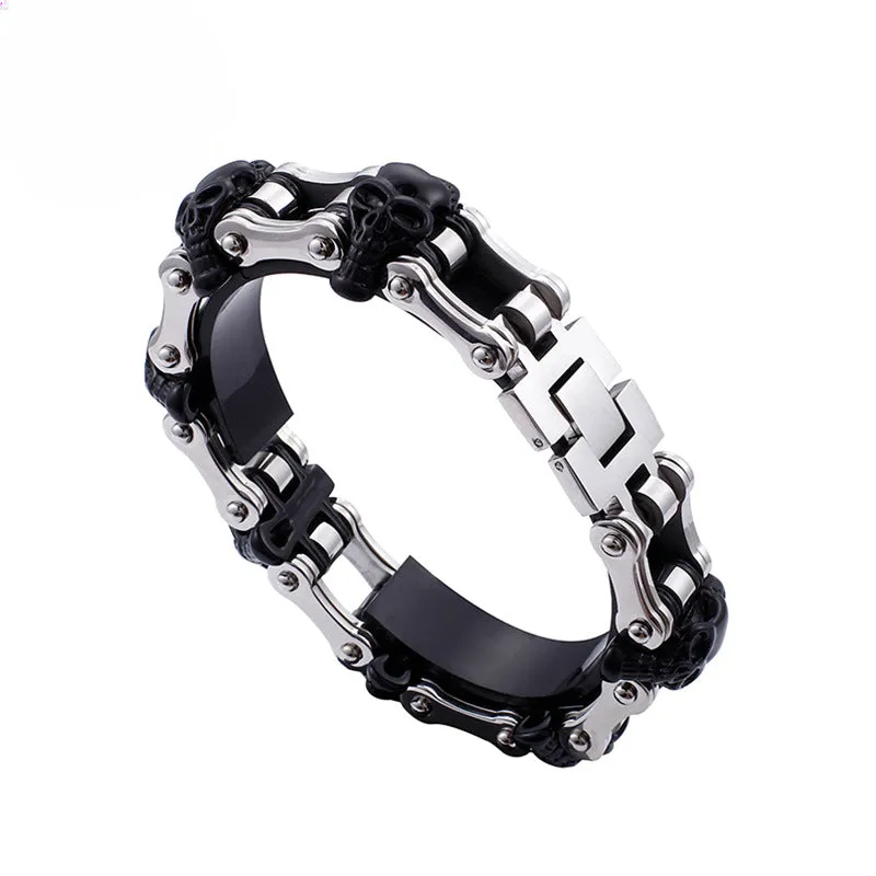 Men's Vintage Titanium Steel Skull Bracelet - Dominant Retro Jewelry for the Stylish Gentleman