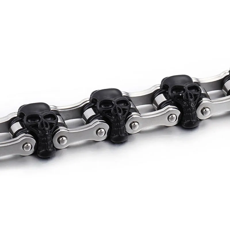 Men's Vintage Titanium Steel Skull Bracelet - Dominant Retro Jewelry for the Stylish Gentleman