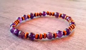 Milan Handmade Amethyst and Wood Expandable Bracelet